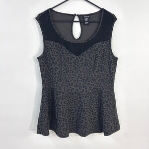 Torrid Leopard Mesh Peplum Top Size 1 Black Blue Sweetheart Indie Sleaze 2010s